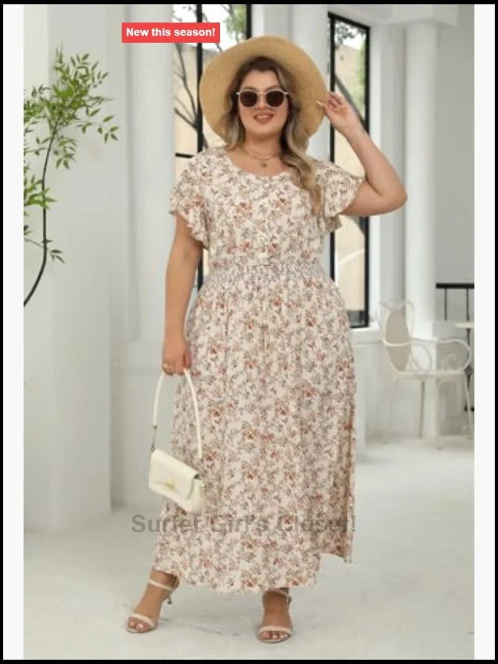 Plus Size Boho Maxi Dress Floral Flared Pocket Casual Summer